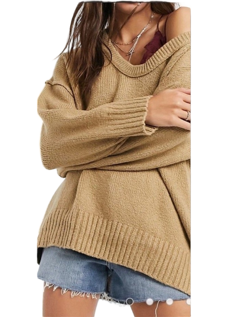 Free People Brookside Tunic Sweater Desert Camel Size Small